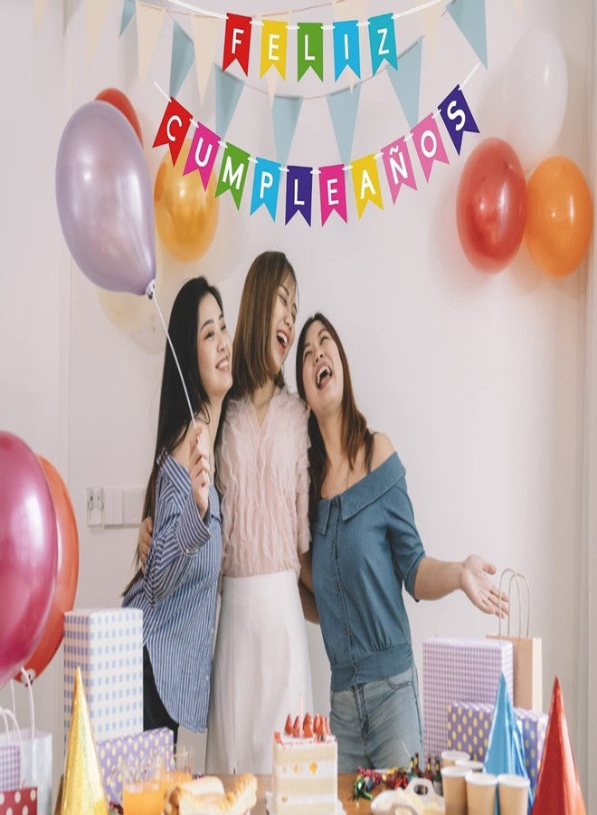 LMGERBUD Feliz Cumpleaños Banner,Colorful Spanish Birthday Bunting Banner for Birthday Party Decorations - Image 3
